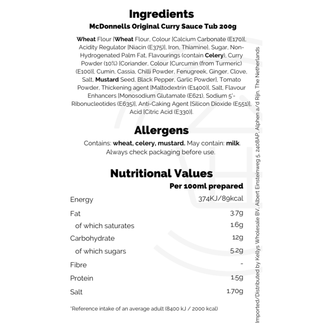 McDonnells Original Curry Sauce Tub 200g