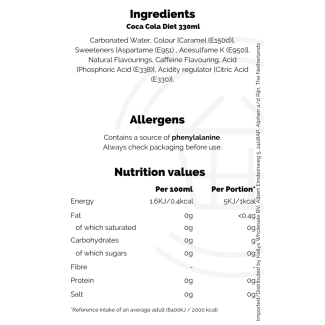 Coca Cola Diet 24x330ml(Multi-pack)