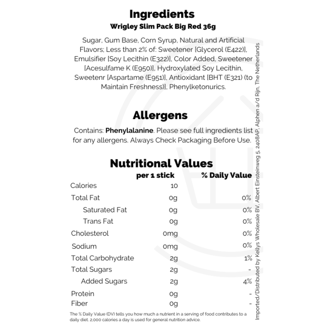 Wrigley Slim Pack Big Red 36g