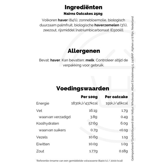 Nairns Oatcakes 250g BBD: 21-09-2026
