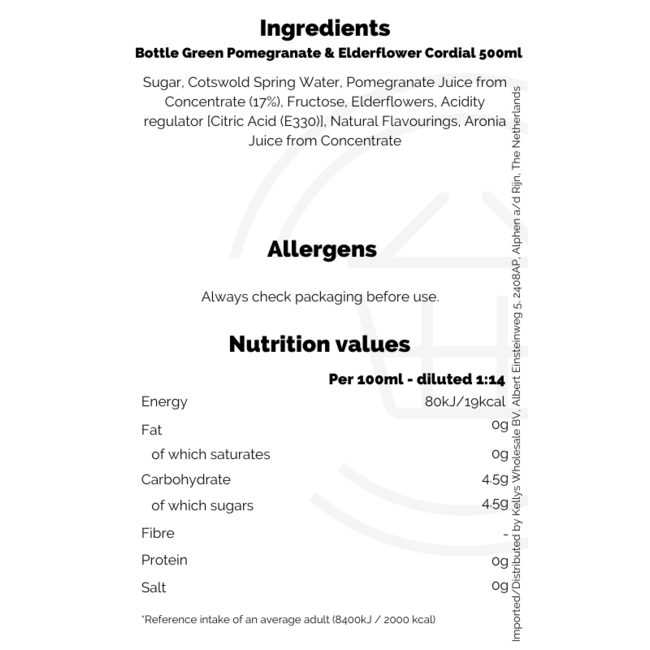 Bottle Green Pomegranate & Elderflower Cordial 500ml