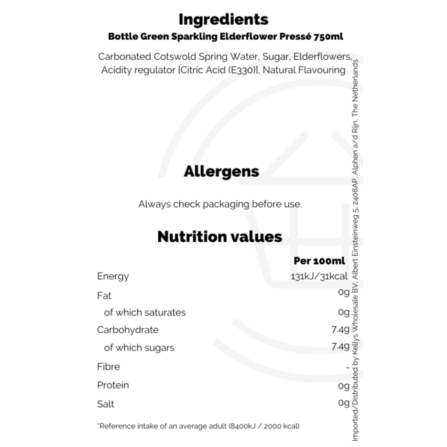 Bottle Green Sparkling Elderflower Pressé 750ml