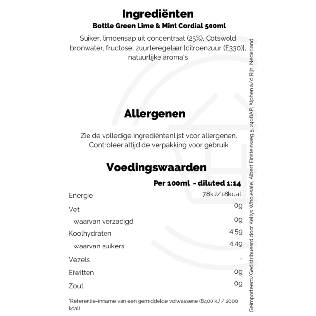 Bottle Green Lime & Mint Cordial 500ml