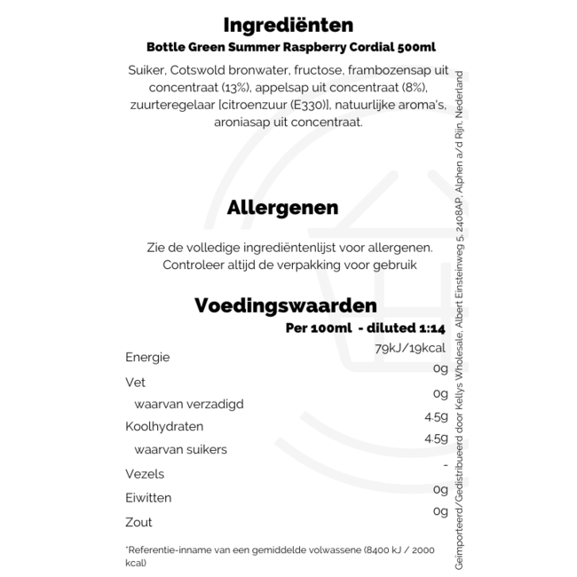 Bottle Green Summer Raspberry Cordial 500ml