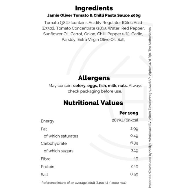 Jamie Oliver Tomato & Chilli Pasta Sauce 400g