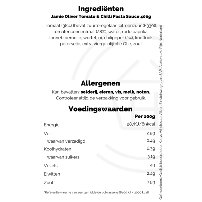 Jamie Oliver Tomato & Chilli Pasta Sauce 400g