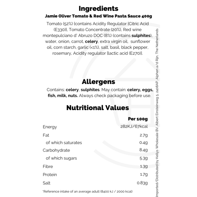 Jamie Oliver Tomato & Red Wine Pasta Sauce 400g