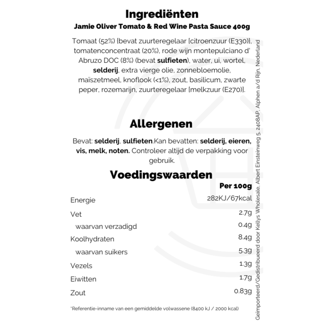 Jamie Oliver Tomato & Red Wine Pasta Sauce 400g