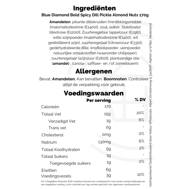 Blue Diamond Bold Spicy Dill Pickle Almond Nuts 170g