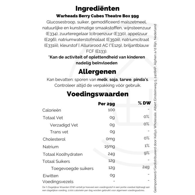 Warheads Berry Cubes Theatre Box 99g