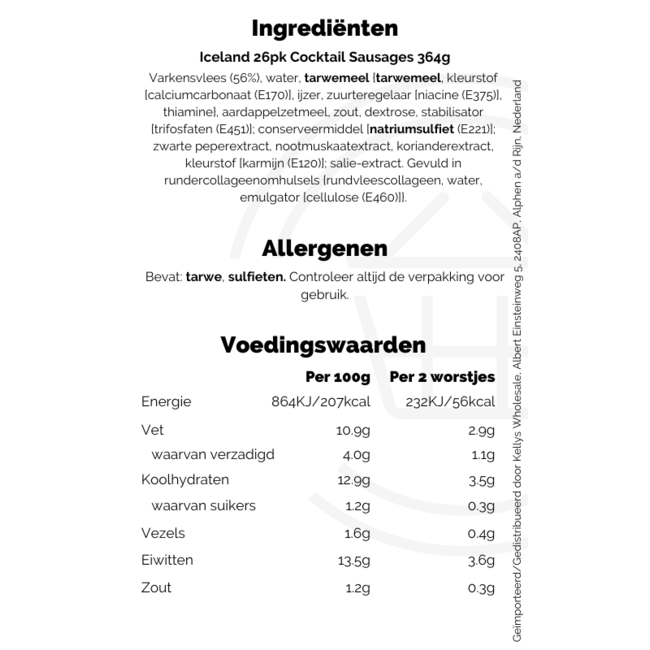 Iceland 26pk Cocktail Sausages 364g