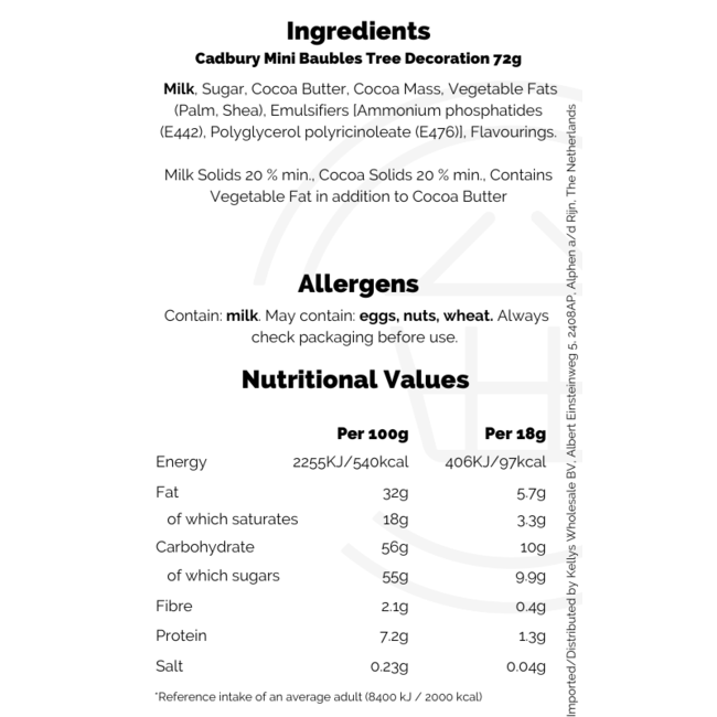 Cadbury Mini Baubles Tree Decoration 72g