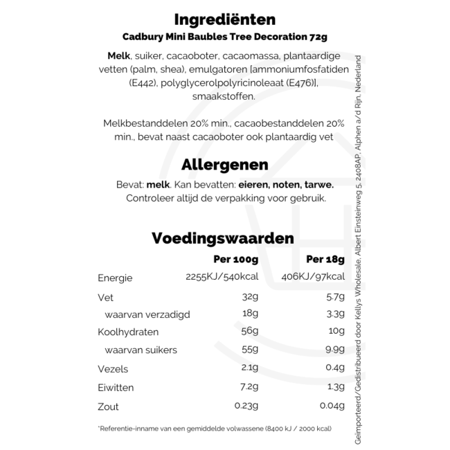 Cadbury Mini Baubles Tree Decoration 72g
