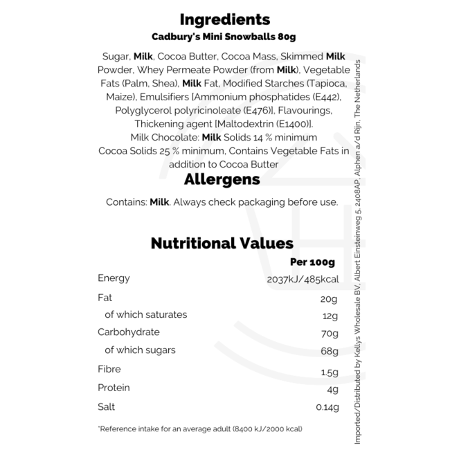 Cadbury Mini Snowballs 74g