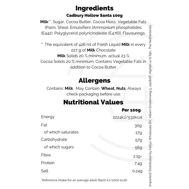 Cadbury Hollow Santa 100g
