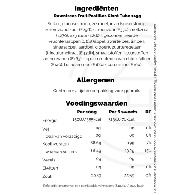 Rowntrees Fruit Pastilles Giant Tube 115g