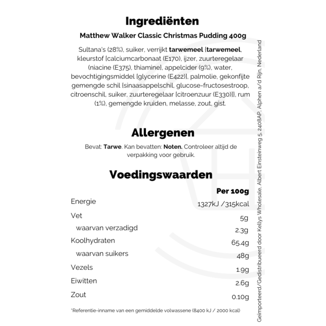 Matthew Walker Classic Christmas Pudding 400g