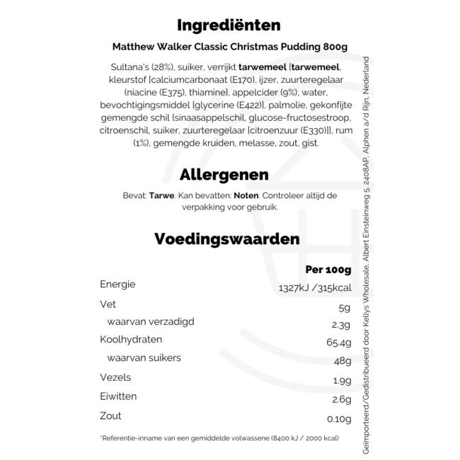 Matthew Walker Classic Christmas Pudding 800g