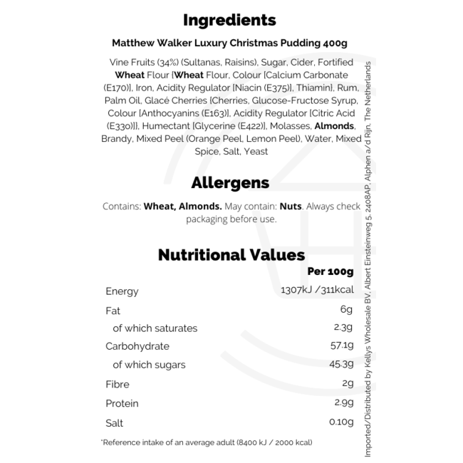 Matthew Walker Luxury Christmas Pudding 400g