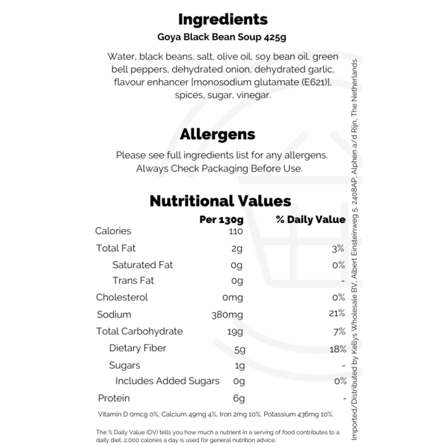 Goya Black Bean Soup 425g – Suppe