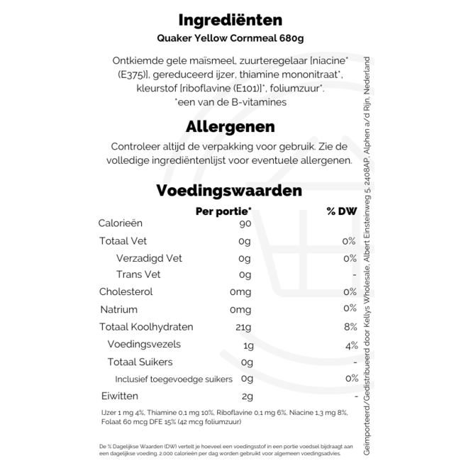 Quaker Yellow Cornmeal 680g THT: 14-06-2026