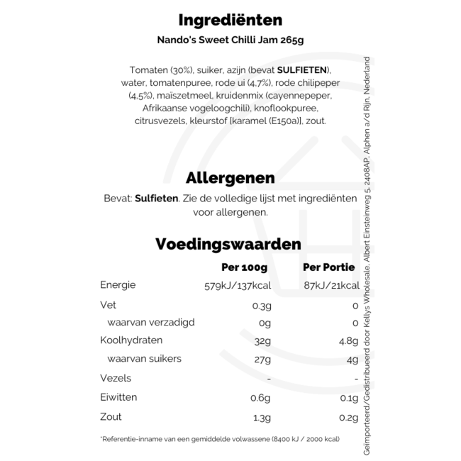 Nando's Sweet Chilli Jam 265g Kellys Expat Shopping