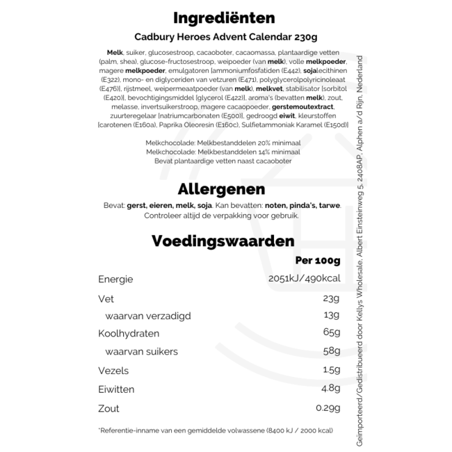Cadbury Heroes Advent Calendar 230g