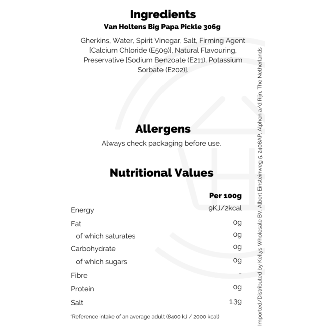 Van Holtens Big Papa Pickle 306g THT: 28-01-2026