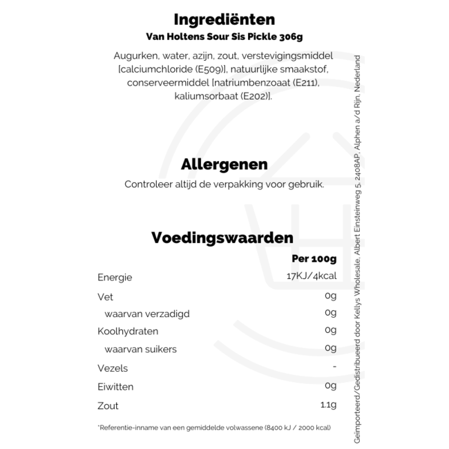 Van Holtens Sour Sis Pickle 306g BBD: 19-02-2026