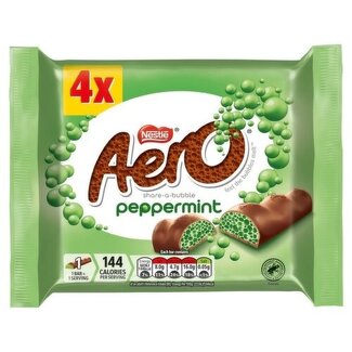 Nestle Nestle Aero Bubbly Peppermint Mint Chocolate Bar Multipack 4 Pack (4 x 27g)