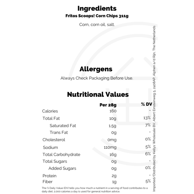 Fritos Scoops! Corn Chips 311g