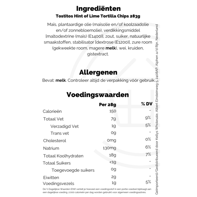 Tostitos Hint of Lime Tortilla Chips 283g