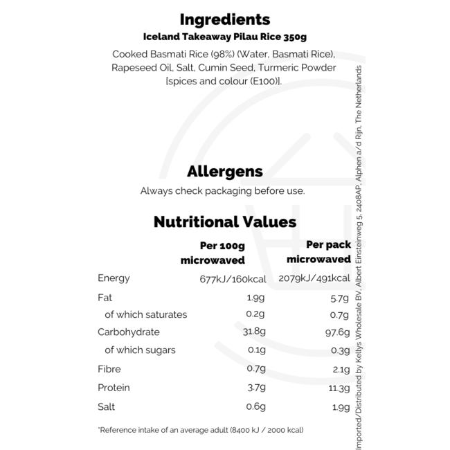 Iceland Takeaway Pilau Rice 350g