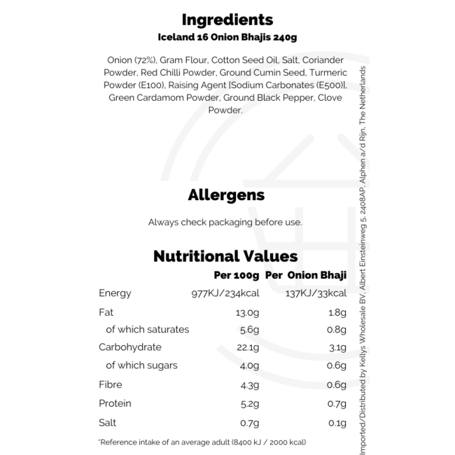 Iceland 16 Onion Bhajis 240g