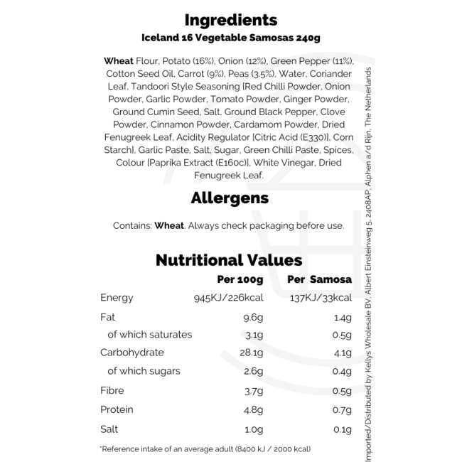 Iceland 16 Vegetable Samosas 240g