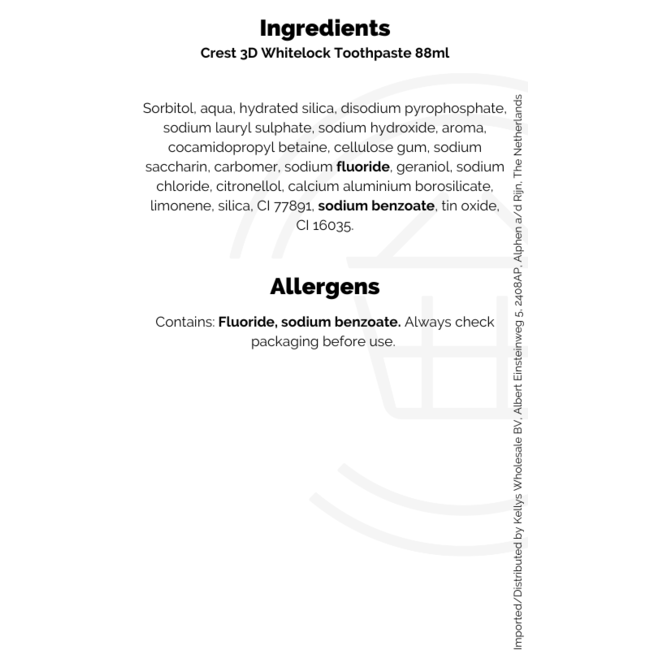 Crest 3D Whitelock Toothpaste 88ml