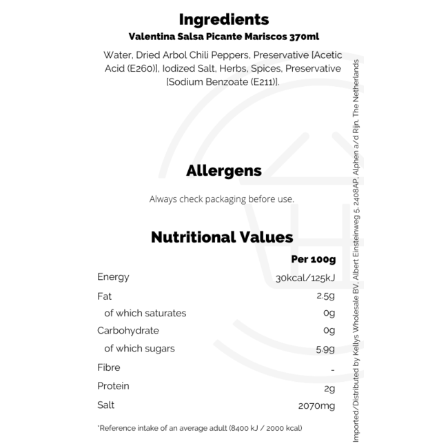 Valentina Salsa Picante Mariscos 370ml