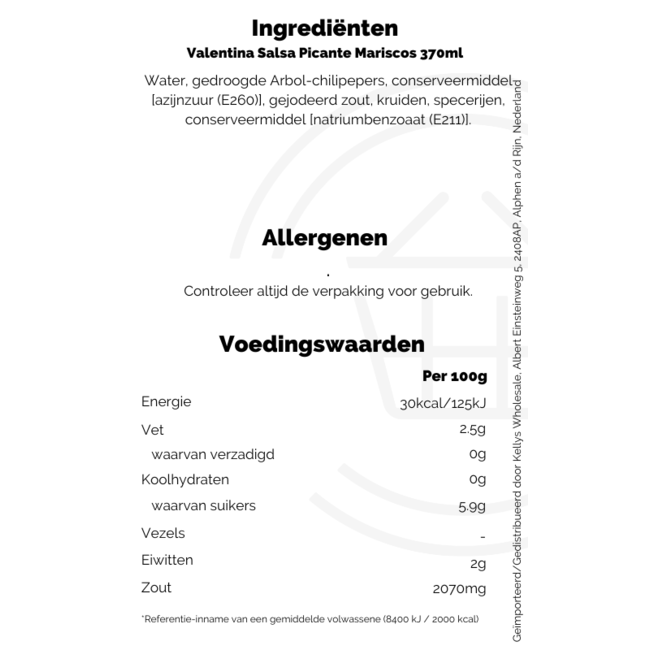Valentina Salsa Picante Mariscos 370ml