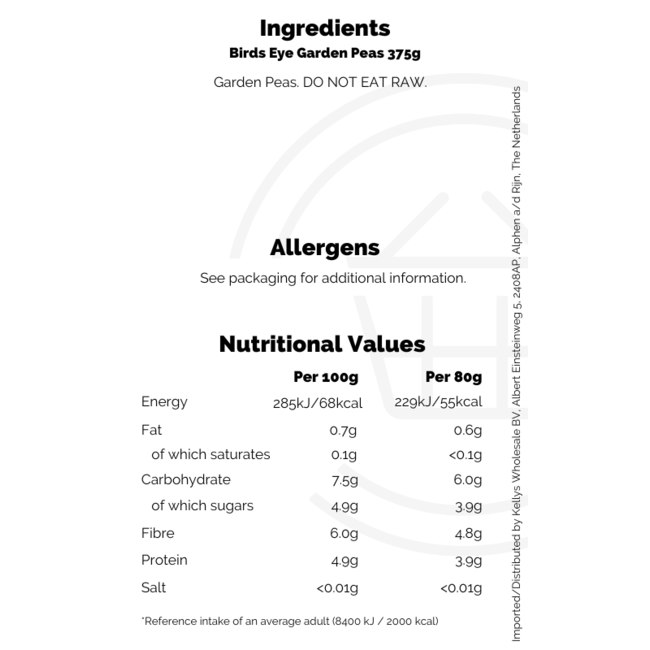 Birds Eye Garden Peas 375g