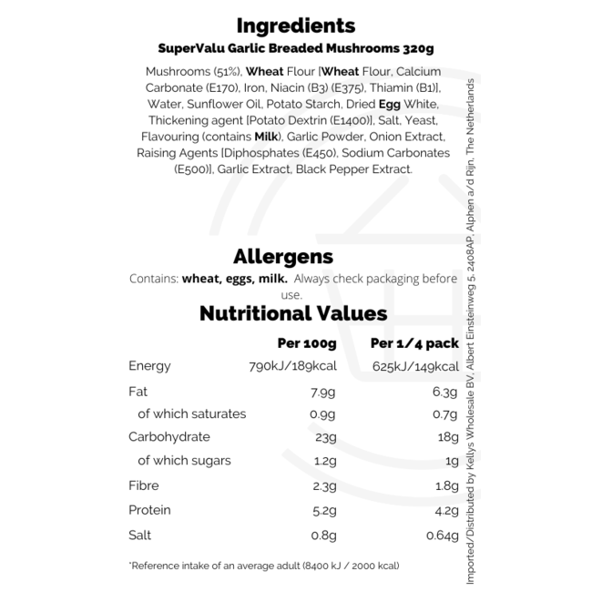 SuperValu Garlic Breaded Mushrooms 320g
