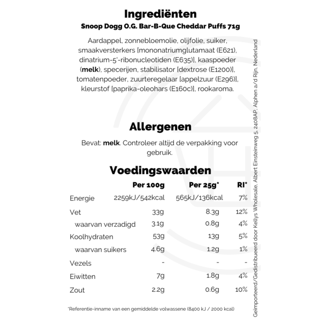 Snoop Dogg O.G. Bar-B-Que Cheddar Puffs 71g