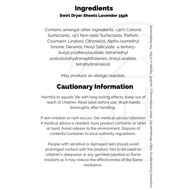 Swirl Dryer Sheets Lavender 35pk