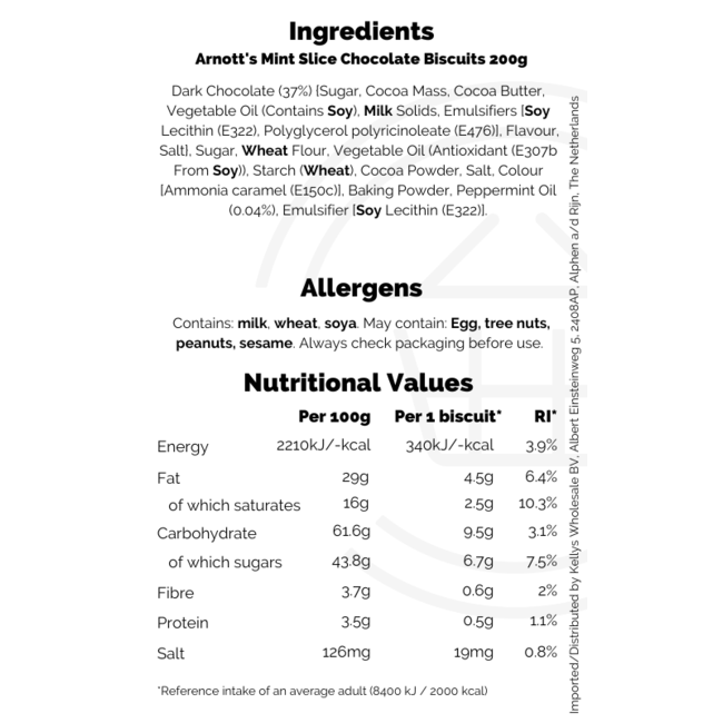 Arnott's Mint Slice Chocolate Biscuits 200g  THT: 09-01-2026