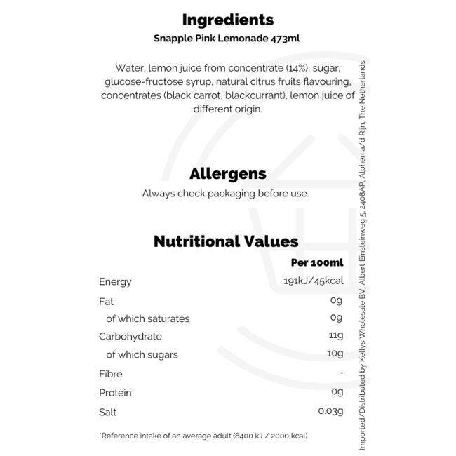 Snapple Pink Lemonade 473ml