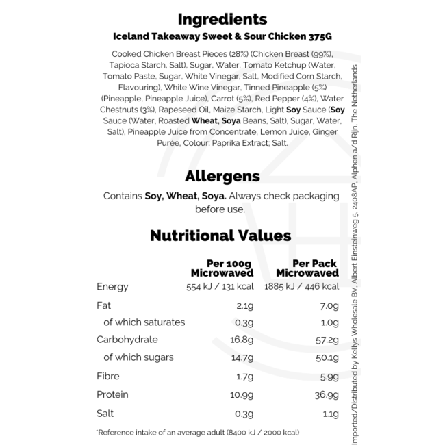 Iceland Takeaway Sweet & Sour Chicken 375G