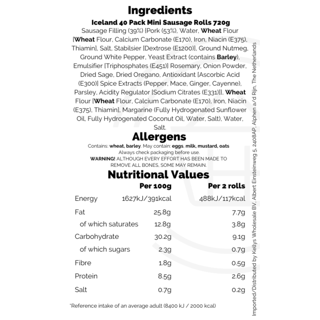 Iceland Iceland 40 Pack Mini Sausage Rolls 720g