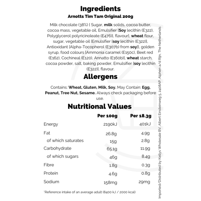 Arnotts Tim Tam Original 200g