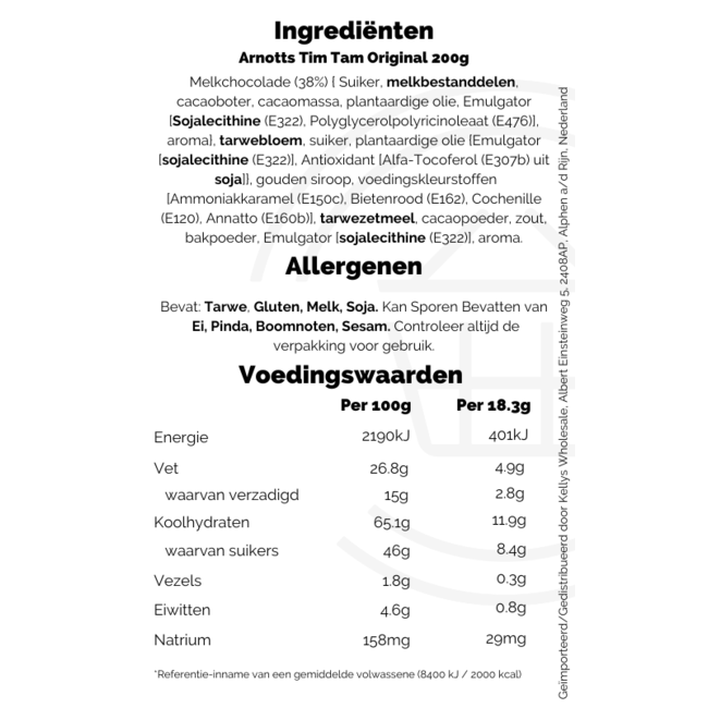 Arnotts Tim Tam Original 200g