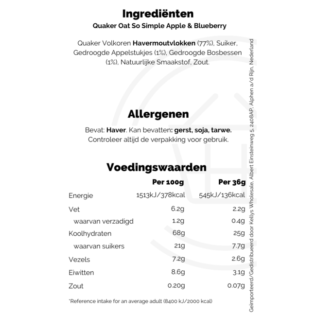 Quaker 10pk Apple & Blueberry Oat So Simple 360G