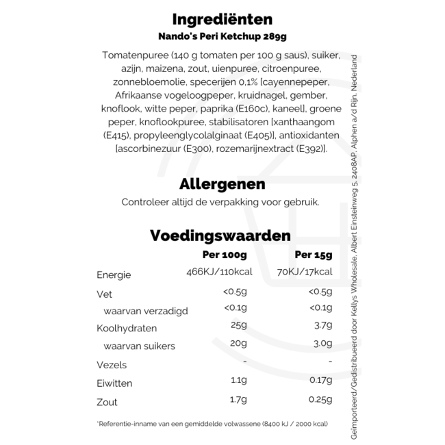 Nando's Peri Ketchup 280g  THT: 06-6-2026